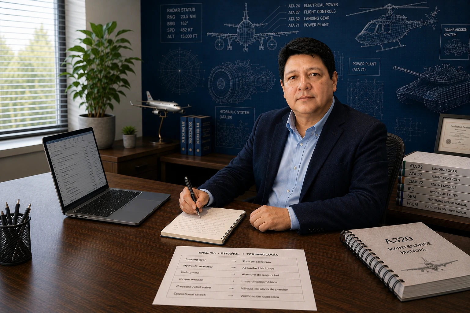 Edwal Rospigliosi at a technical translation workspace